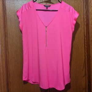 Express Pink V-Neck Women's Top